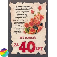 Leseni napis za 40 let - Rože Rdeče